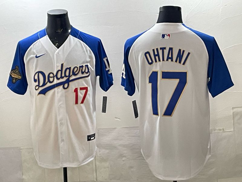 Men Los Angeles Dodgers #17 Ohtani White Gold 2026 Nike Game MLB Jersey 003->los angeles dodgers->MLB Jersey